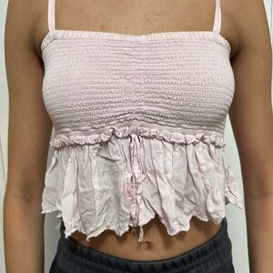 Wilfred La Boheme Cropped Ruffle Pastel Pink Tank Top (XS)